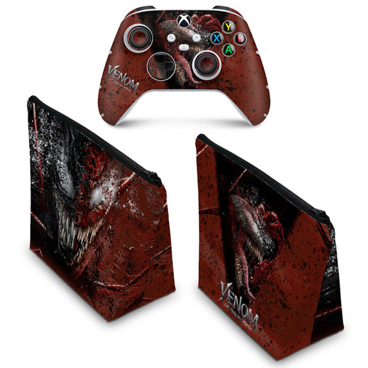 KIT Capa Case e Skin Anti-Rage Xbox Series S X Controle - Venom Tempo de Carnificina