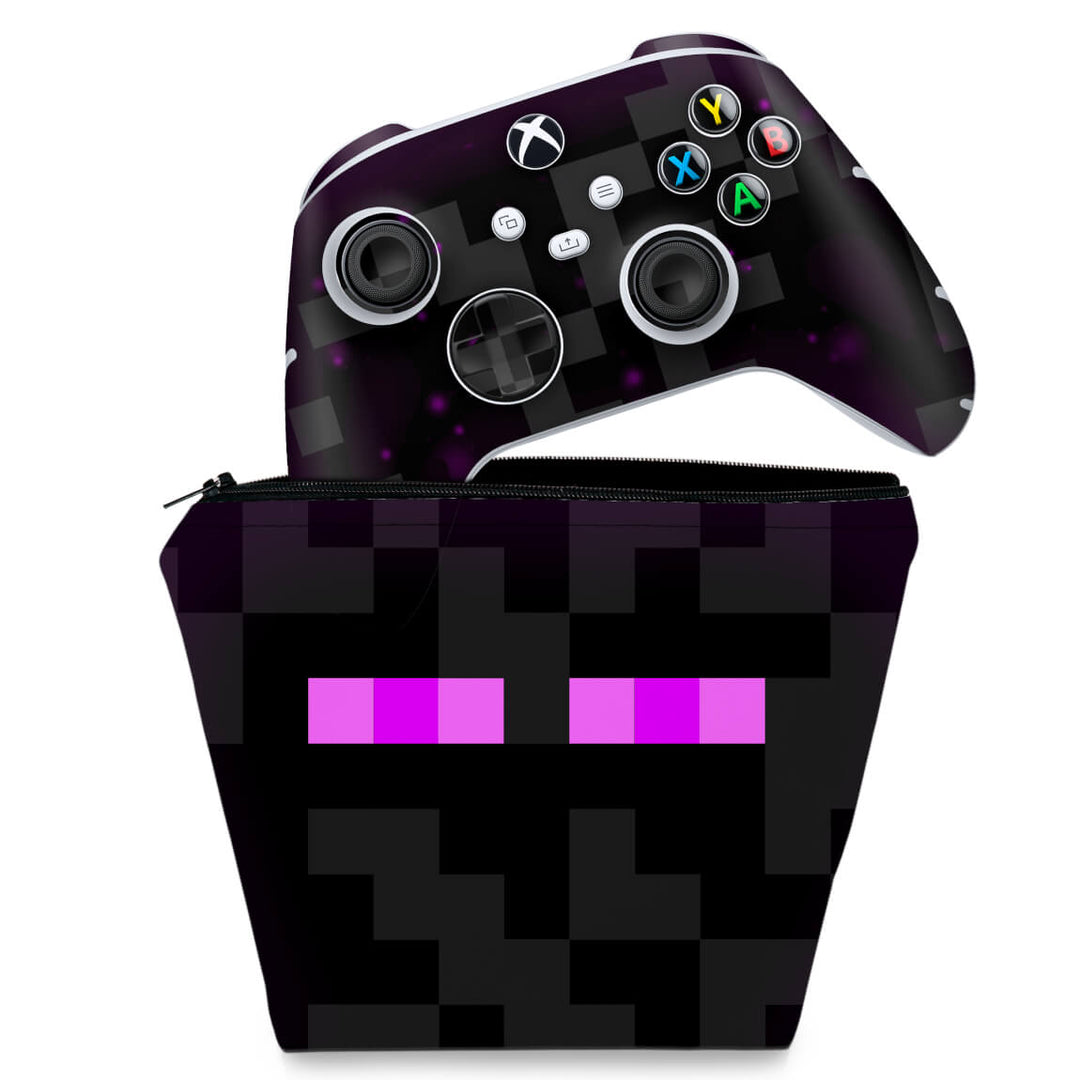 KIT Capa Case e Skin Anti-Rage Xbox Series S X Controle - Minecraft Enderman - Pop Arte Skins