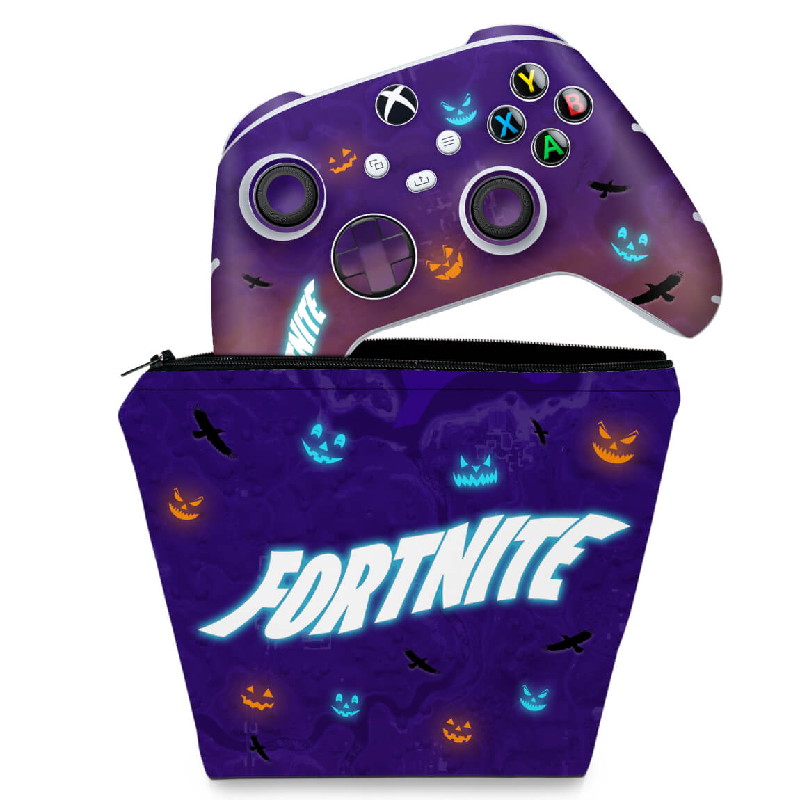 KIT Capa Case e Skin Anti-Rage Xbox Series S X Controle - Fortnite