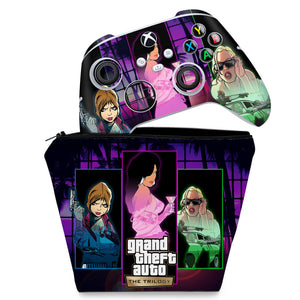 KIT Capa Case e Skin Anti-Rage Xbox Series S X Controle - GTA The Trilogy - Pop Arte Skins