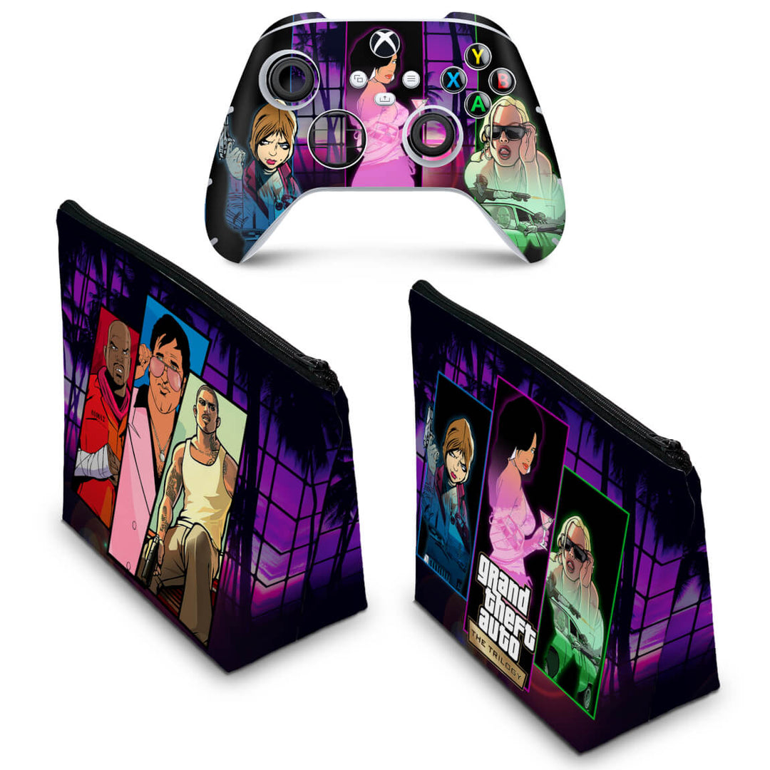 KIT Capa Case e Skin Anti-Rage Xbox Series S X Controle - GTA The Trilogy - Pop Arte Skins - foto 2