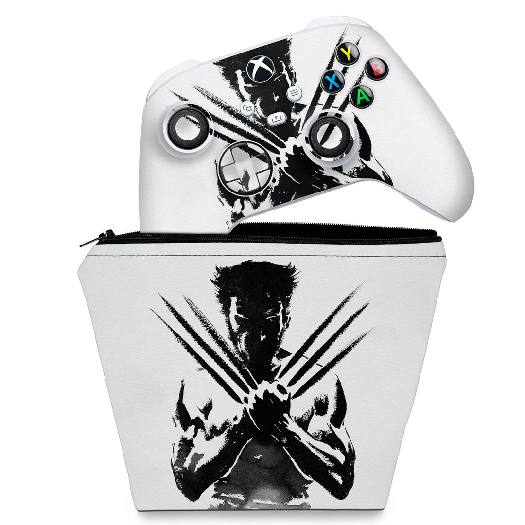 KIT Capa Case e Skin Anti-Rage Xbox Series S X Controle - Wolverine X-men - Pop Arte Skins