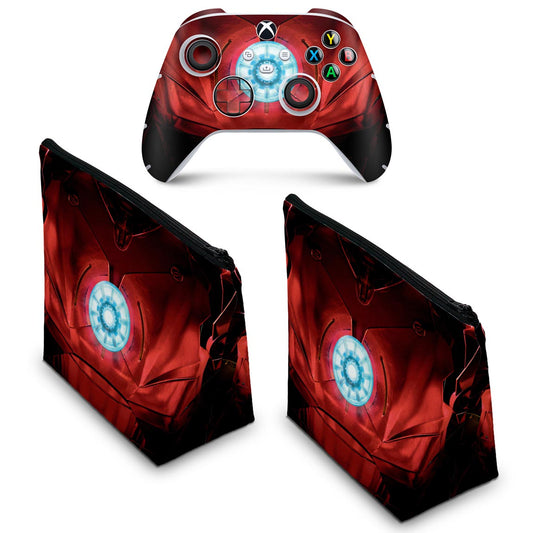 KIT Capa Case e Skin Anti-Rage Xbox Series S X Controle - Iron Man Homem De Ferro