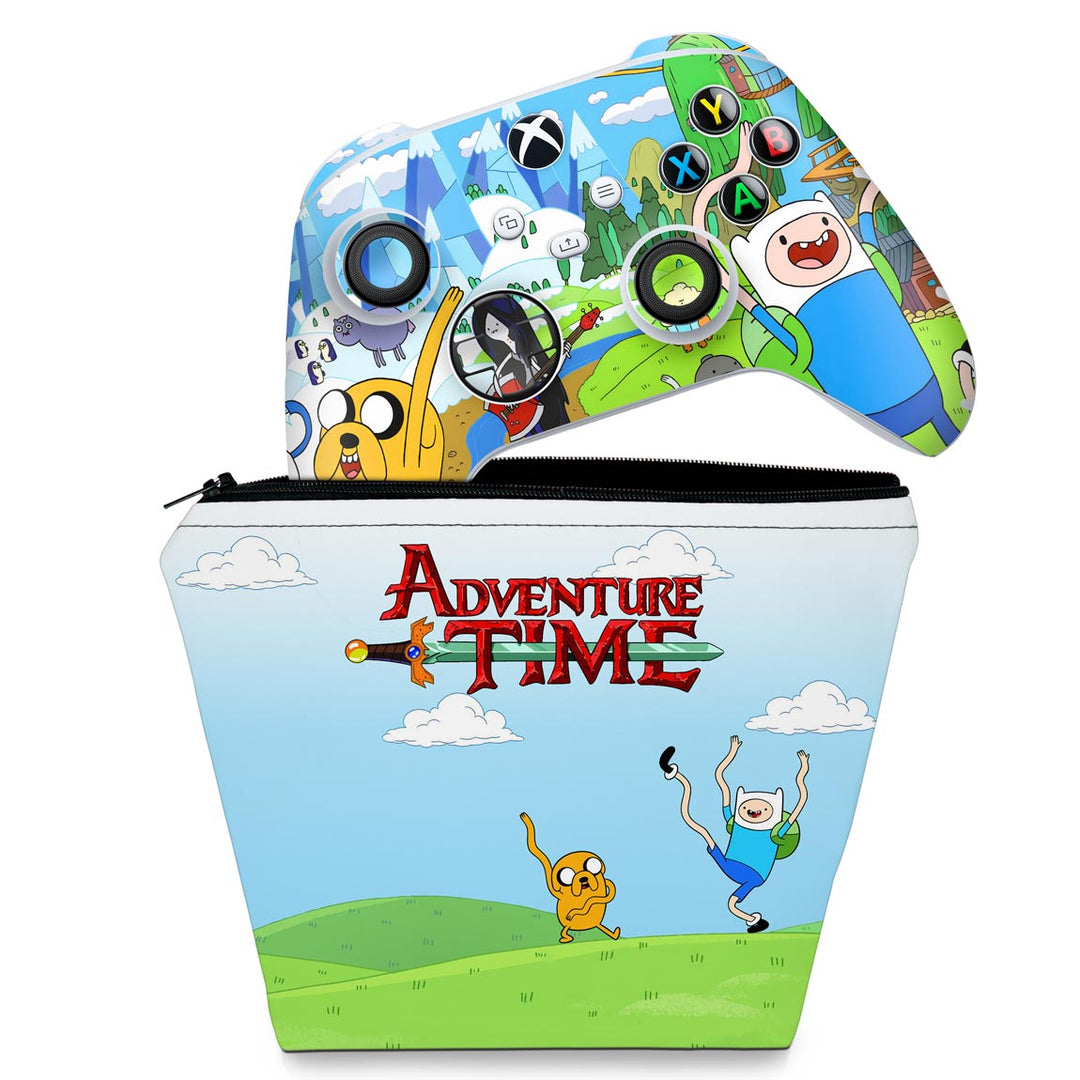 KIT Capa Case e Skin Anti-Rage Xbox Series S X Controle - Hora de Aventura - Pop Arte Skins