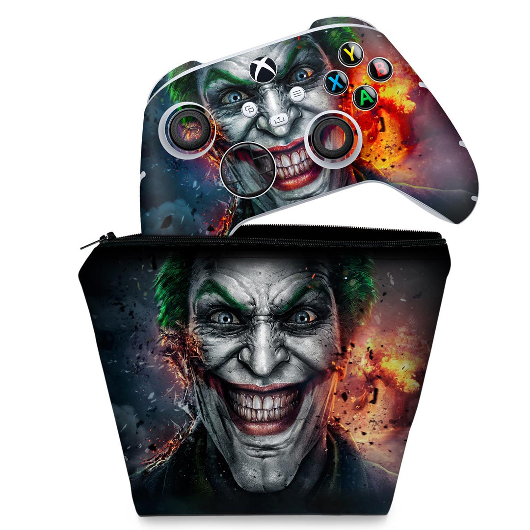 KIT Capa Case e Skin Anti-Rage Xbox Series S X Controle - Coringa Joker - Pop Arte Skins