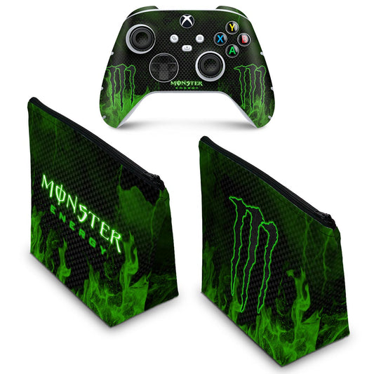 KIT Capa Case e Skin Anti-Rage Xbox Series S X Controle - Monster Energy Drink