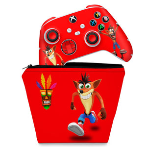 KIT Capa Case e Skin Anti-Rage Xbox Series S X Controle - Crash Bandicoot - Pop Arte Skins