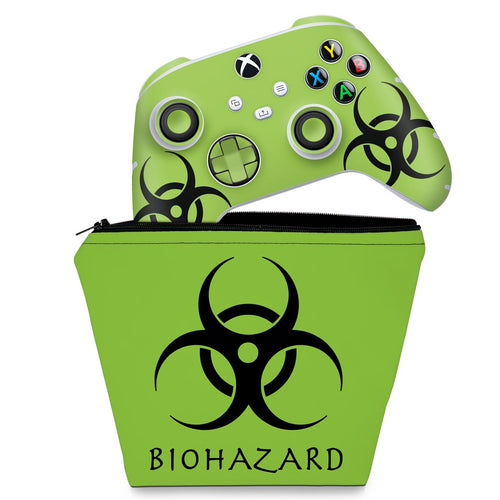 KIT Capa Case e Skin Anti-Rage Xbox Series S X Controle - Biohazard Radioativo