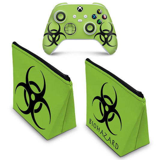 KIT Capa Case e Skin Anti-Rage Xbox Series S X Controle - Biohazard Radioativo