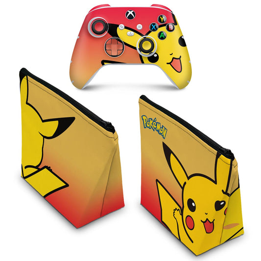 KIT Capa Case e Skin Anti-Rage Xbox Series S X Controle - Pokemon Pikachu
