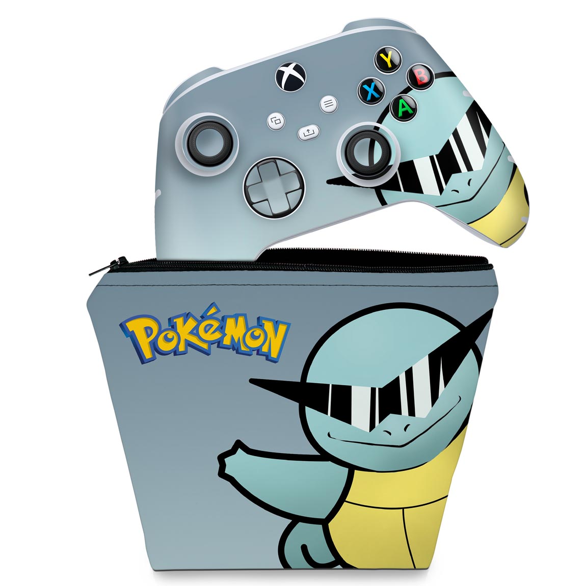 KIT Capa Case e Skin Anti-Rage Xbox Series S X Controle - Pokemon Squirtle