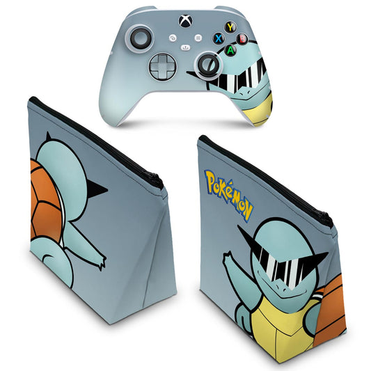 KIT Capa Case e Skin Anti-Rage Xbox Series S X Controle - Pokemon Squirtle