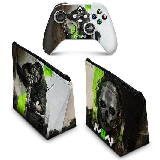 KIT Capa Case e Skin Anti-Rage Xbox Series S X Controle - Call Of Duty Modern Warfare II