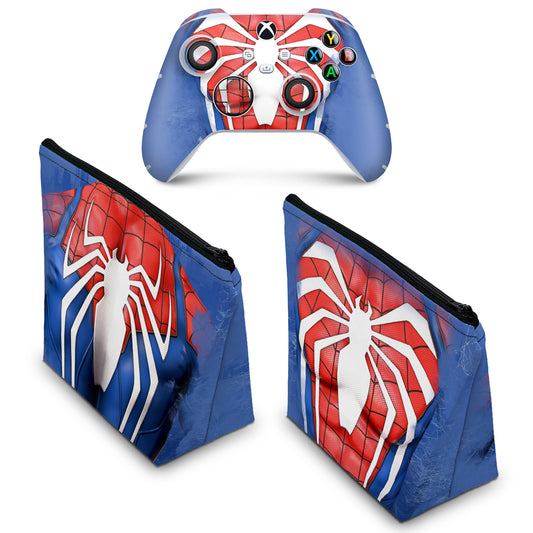KIT Capa Case e Skin Anti-Rage Xbox Series S X Controle - Spider-Man Homem Aranha 2