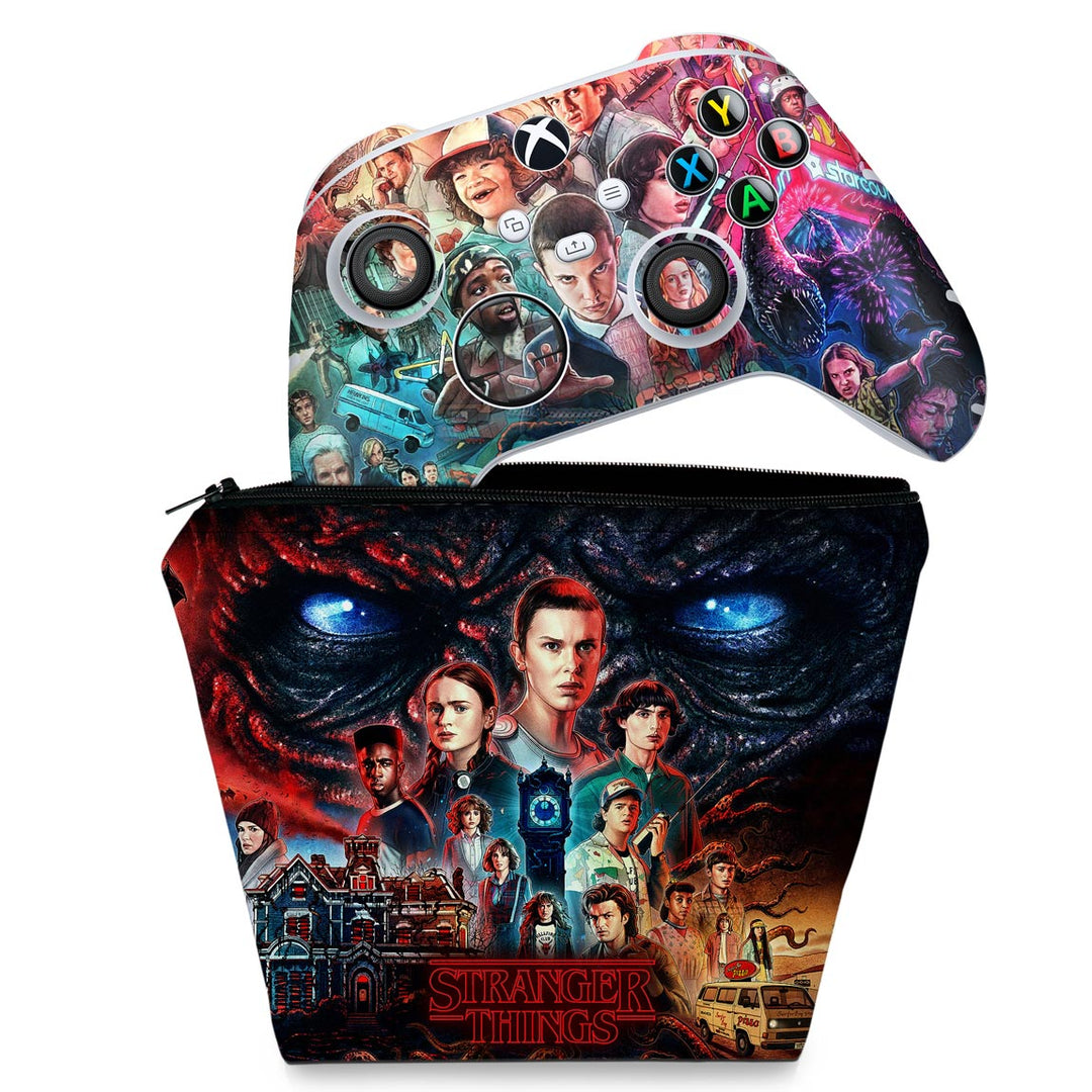 KIT Capa Case e Skin Anti-Rage Xbox Series S X Controle - Stranger Things - Pop Arte Skins