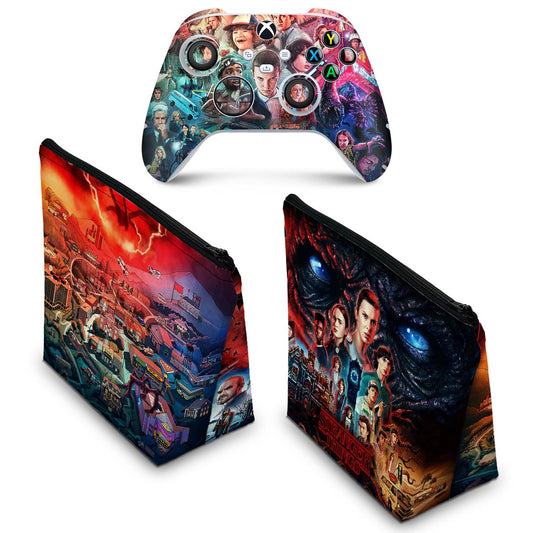 KIT Capa Case e Skin Anti-Rage Xbox Series S X Controle - Stranger Things