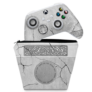 KIT Capa Case e Skin Anti-Rage Xbox Series S X Controle - Mjolnir Thor Amor e Trovão - Pop Arte Skins