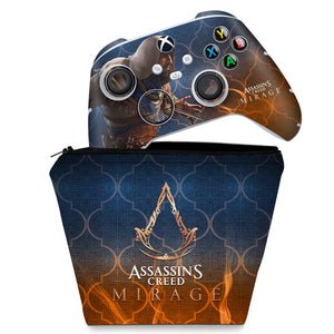 KIT Capa Case e Skin Anti-Rage Xbox Series S X Controle - Assassin's Creed Mirage - Pop Arte Skins