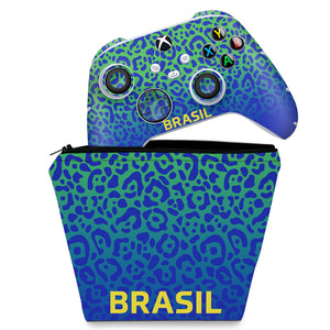 KIT Capa Case e Skin Anti-Rage Xbox Series S X Controle - Brasil - Pop Arte Skins