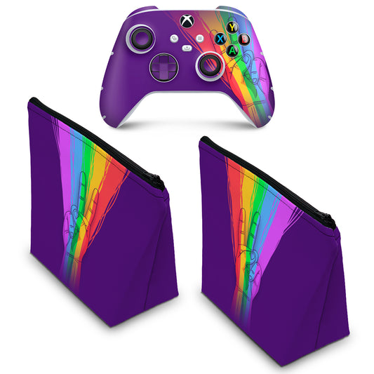 KIT Capa Case e Skin Anti-Rage Xbox Series S X Controle - Rainbow Colors Colorido