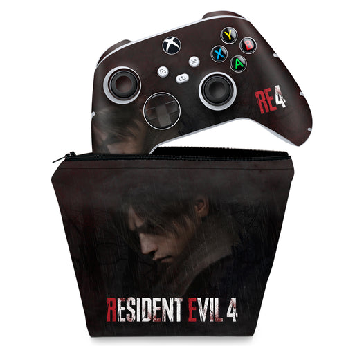 KIT Capa Case e Skin Anti-Rage Xbox Series S X Controle - Resident Evil 4 Remake