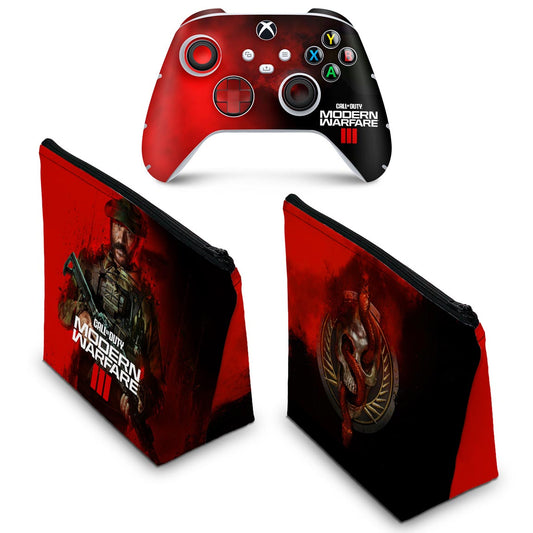 KIT Capa Case e Skin Anti-Rage Xbox Series S X Controle - Call Of Duty Modern Warfare III
