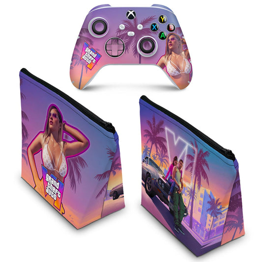 KIT Capa Case e Skin Anti-Rage Xbox Series S X Controle - GTA 6 VI