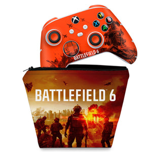 KIT Capa Case e Skin Anti-Rage Xbox Series S X Controle - Battlefield 6