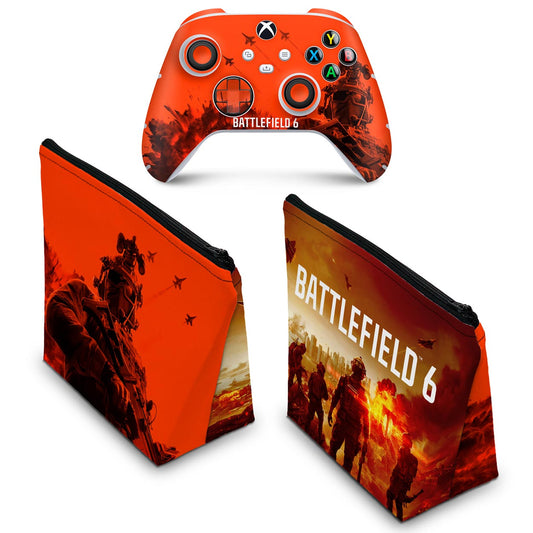 KIT Capa Case e Skin Anti-Rage Xbox Series S X Controle - Battlefield 6