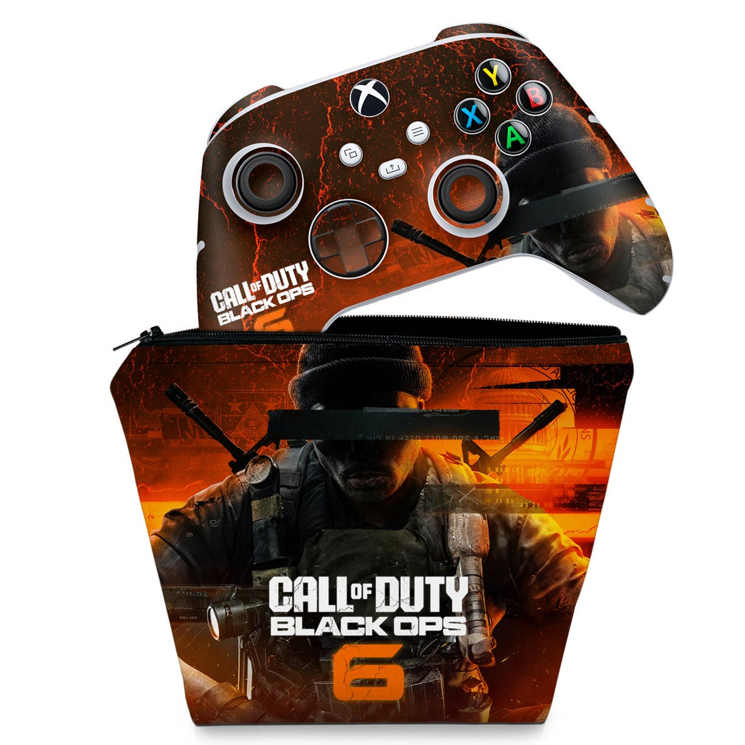 KIT Capa Case e Skin Anti-Rage Xbox Series S X Controle - Call of Duty Black Ops 6 - Pop Arte Skins