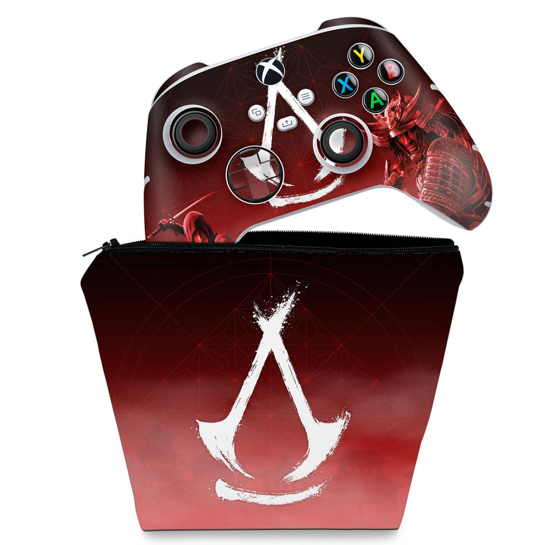 KIT Capa Case e Skin Anti-Rage Xbox Series S X Controle - Assassin's Creed Shadows - Pop Arte Skins