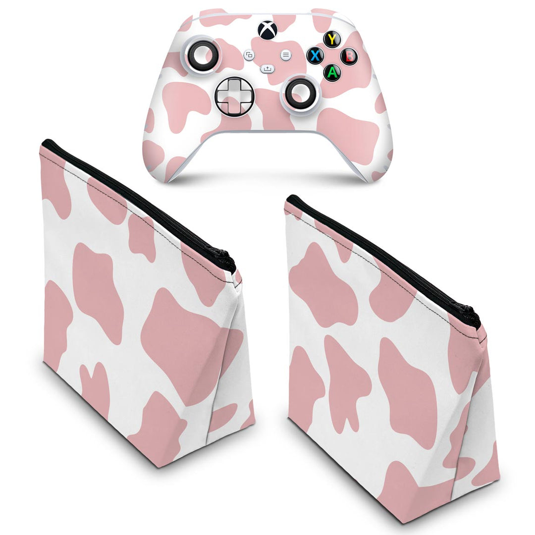 KIT Capa Case e Skin Anti-Rage Xbox Series S X Controle - Vaquinha Rosa - Pop Arte Skins - foto 2