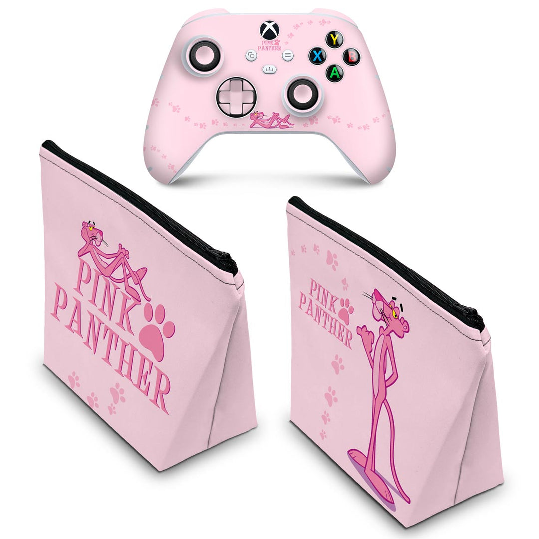 KIT Capa Case e Skin Anti-Rage Xbox Series S X Controle - Pantera Cor de Rosa - Pop Arte Skins - foto 2
