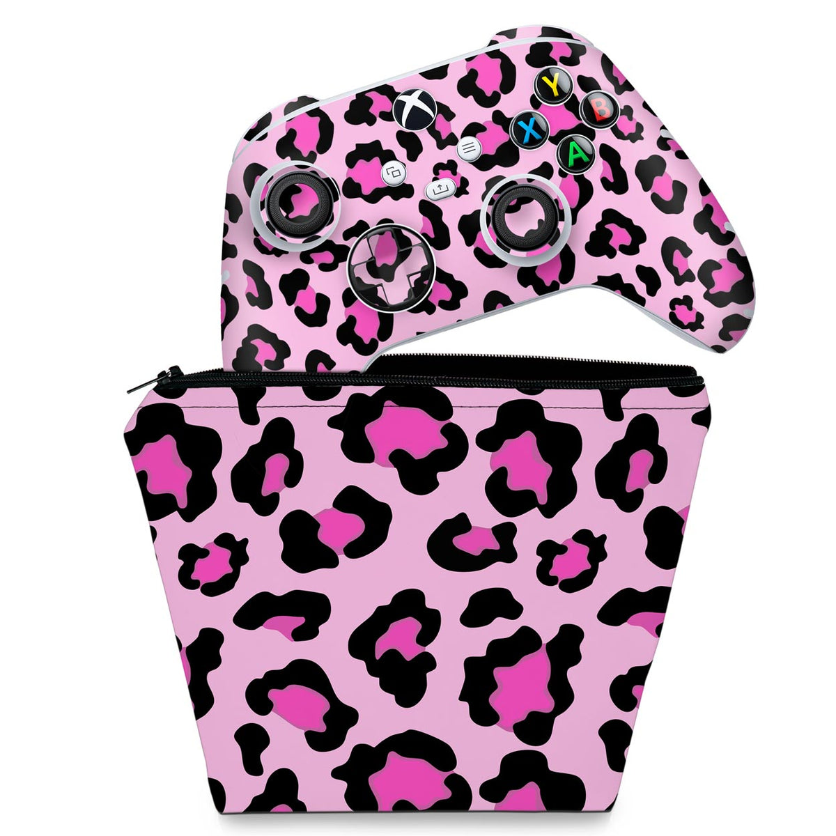 KIT Capa Case e Skin Anti-Rage Xbox Series S X Controle - Onça Rosa
