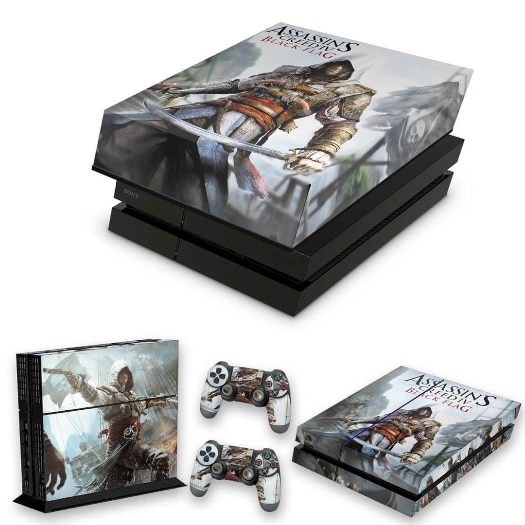 KIT Capa Anti Poeira e Skin Anti-Rage PS4 Fat - Assassins Creed Black Flag - Pop Arte Skins
