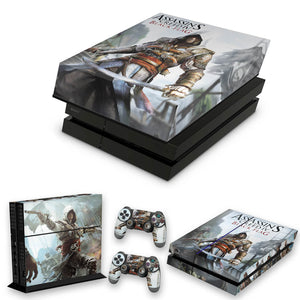 KIT Capa Anti Poeira e Skin Anti-Rage PS4 Fat - Assassins Creed Black Flag - Pop Arte Skins