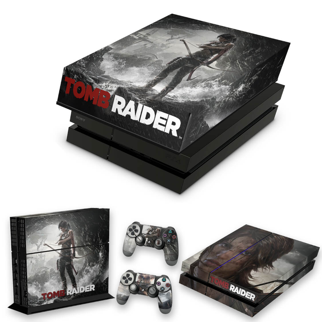 KIT Capa Anti Poeira e Skin Anti-Rage PS4 Fat - Tomb Raider