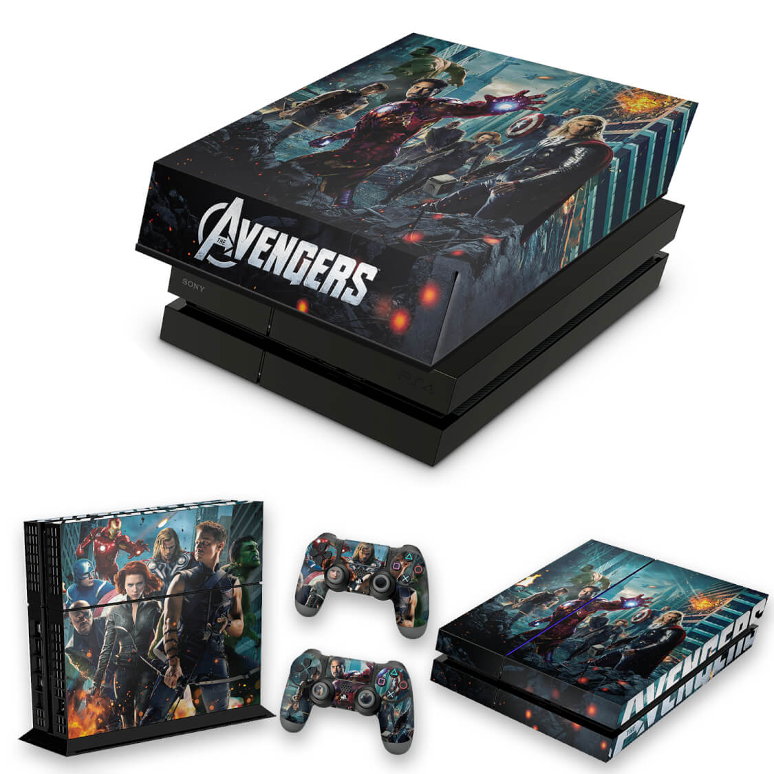KIT Capa Anti Poeira e Skin Anti-Rage PS4 Fat - The Avengers - Os Vingadores