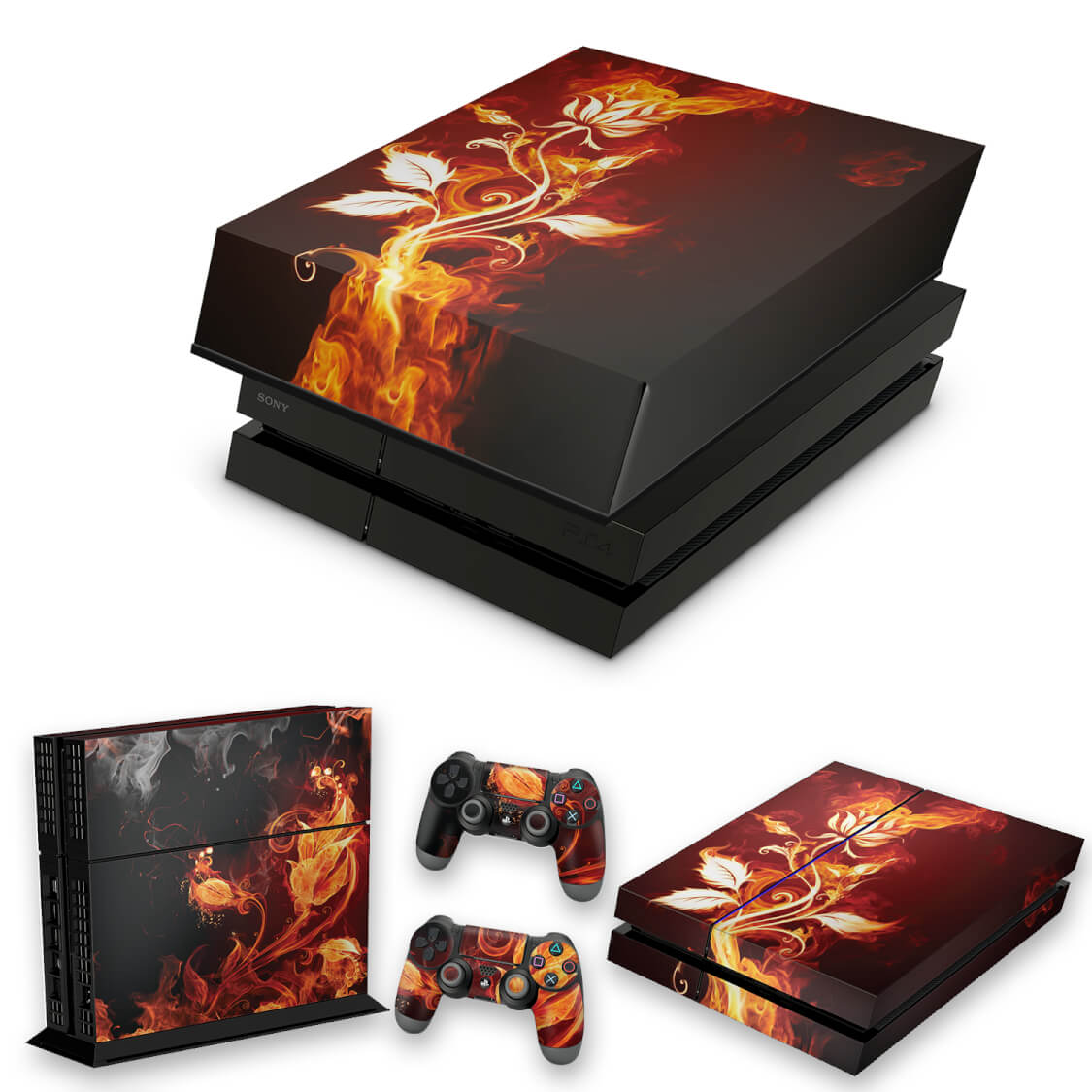 KIT Capa Anti Poeira e Skin Anti-Rage PS4 Fat - Fire Flower