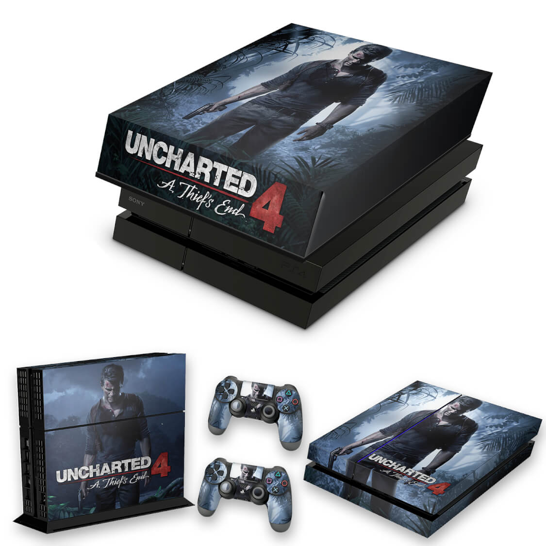 KIT Capa Anti Poeira e Skin Anti-Rage PS4 Fat - Uncharted 4