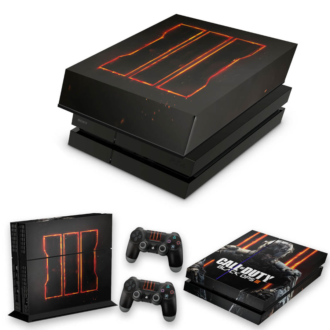 KIT Capa Anti Poeira e Skin Anti-Rage PS4 Fat - Call Of Duty Black Ops 3 - Pop Arte Skins