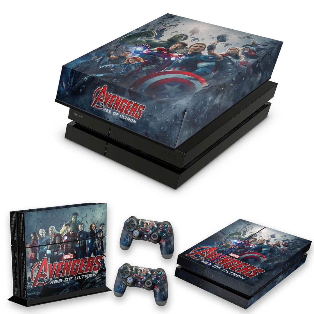 KIT Capa Anti Poeira e Skin Anti-Rage PS4 Fat - Avengers - Age Of Ultron - Pop Arte Skins