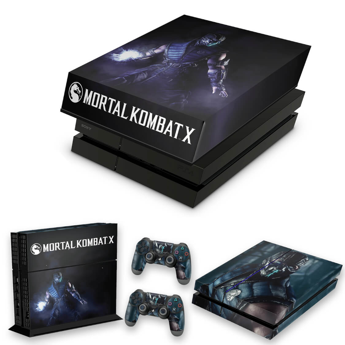 KIT Capa Anti Poeira e Skin Anti-Rage PS4 Fat - Mortal Kombat X - Sub Zero