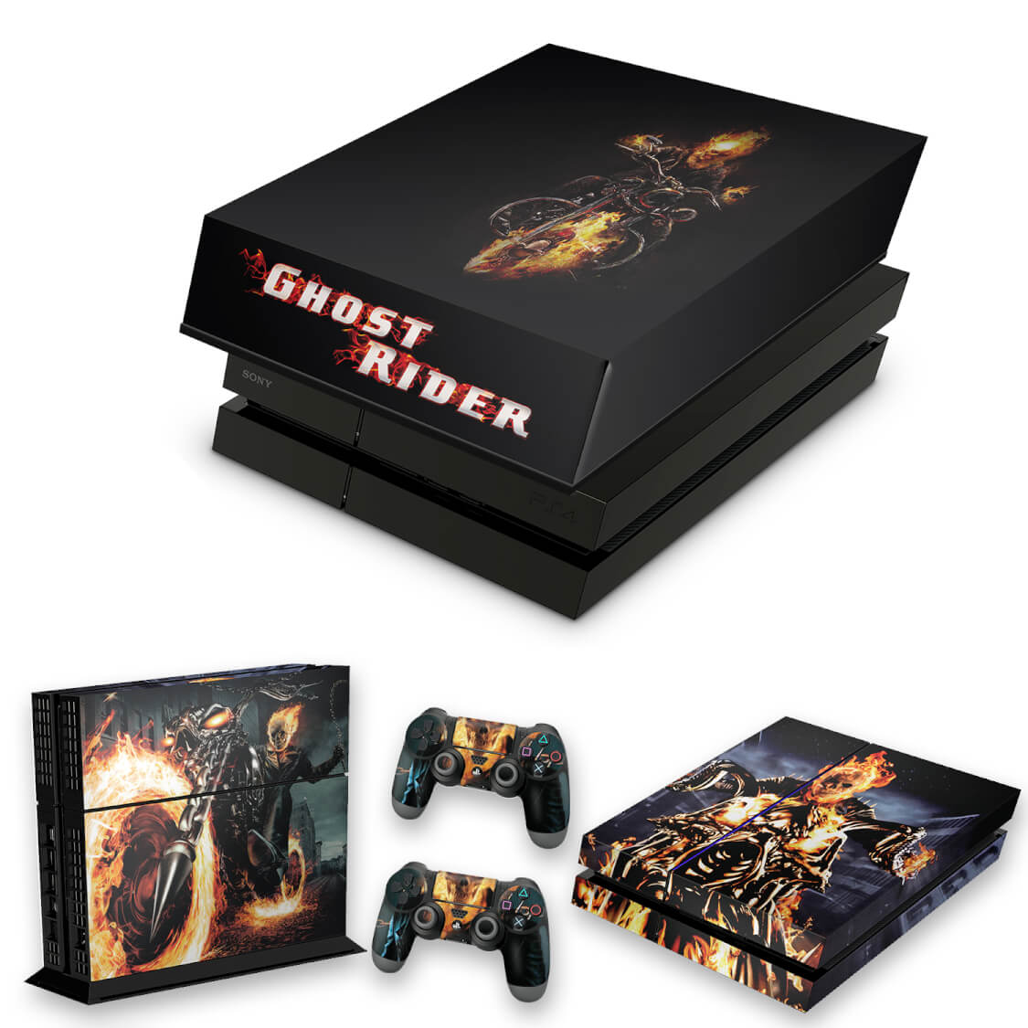 KIT Capa Anti Poeira e Skin Anti-Rage PS4 Fat - Ghost Rider #A