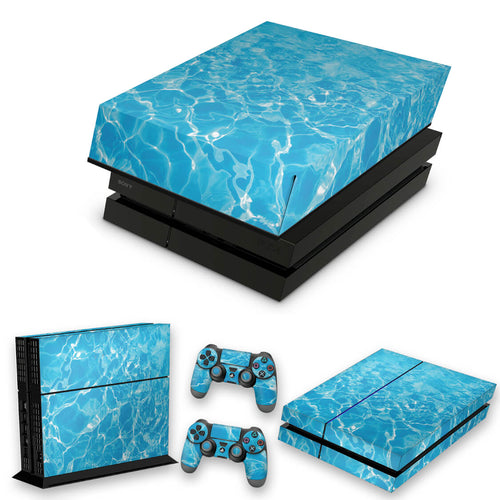 KIT Capa Anti Poeira e Skin Anti-Rage PS4 Fat - Aquático Água