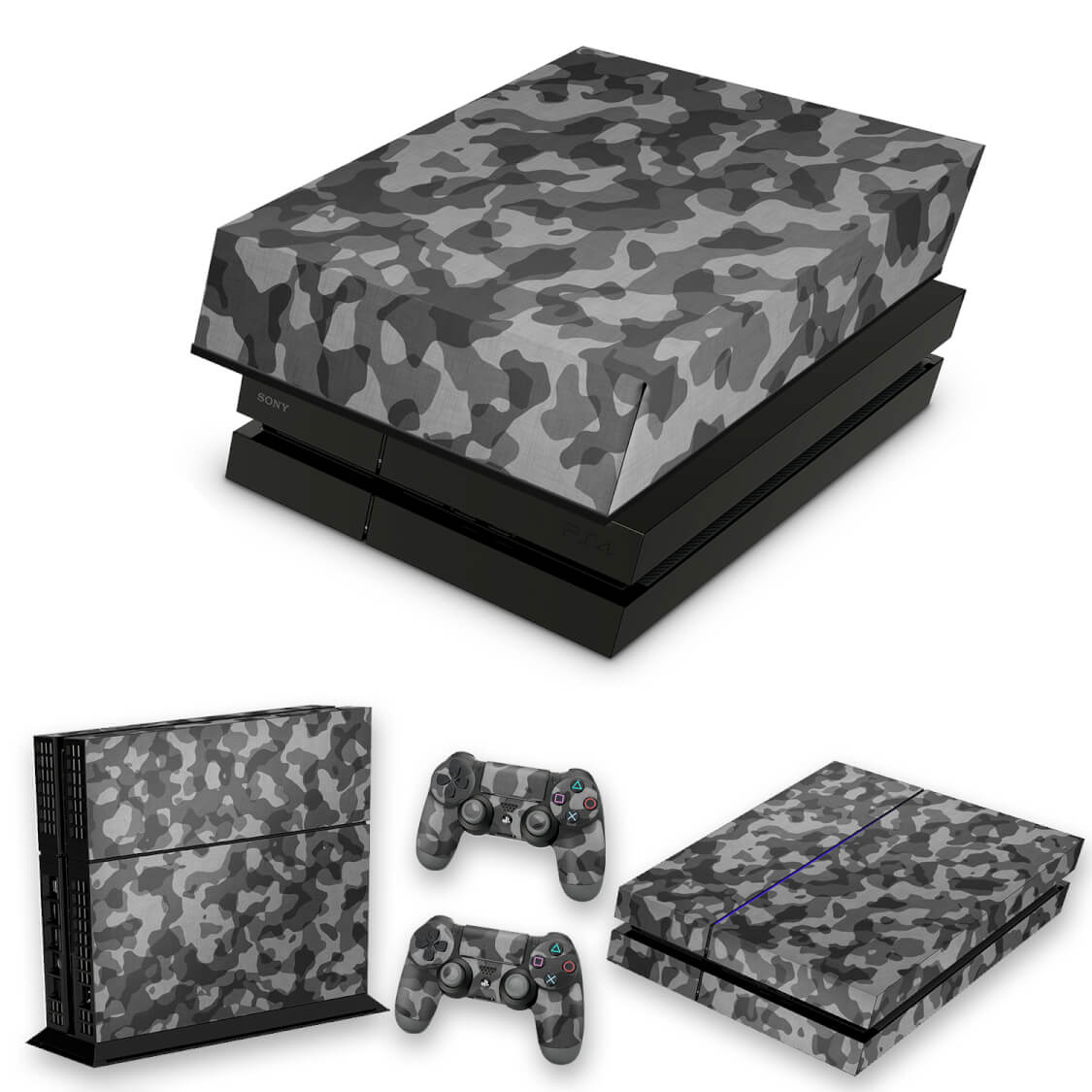 KIT Capa Anti Poeira e Skin Anti-Rage PS4 Fat - Camuflagem Cinza