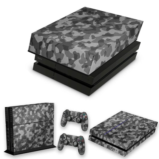 KIT Capa Anti Poeira e Skin Anti-Rage PS4 Fat - Camuflagem Cinza