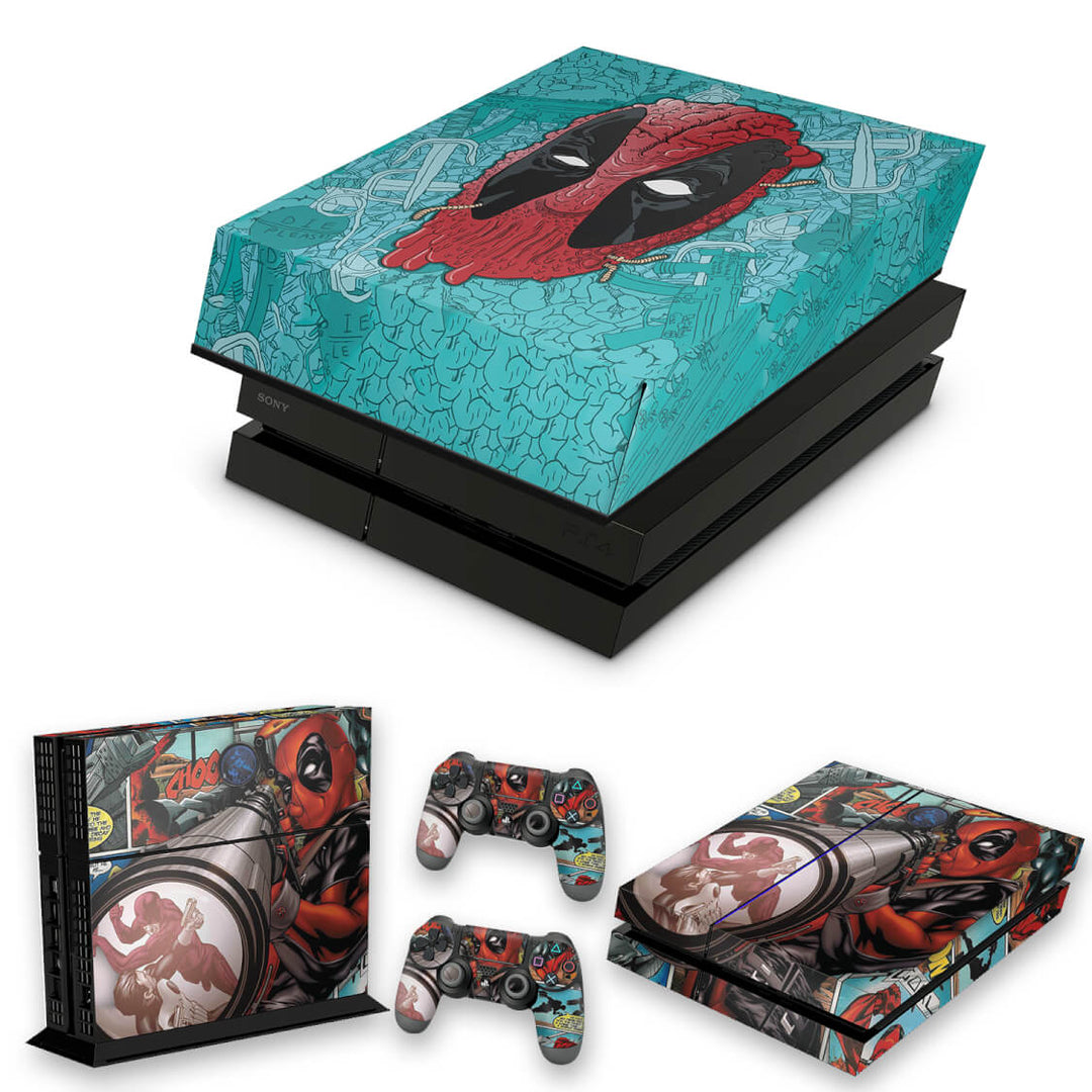 KIT Capa Anti Poeira e Skin Anti-Rage PS4 Fat - Deadpool - Pop Arte Skins