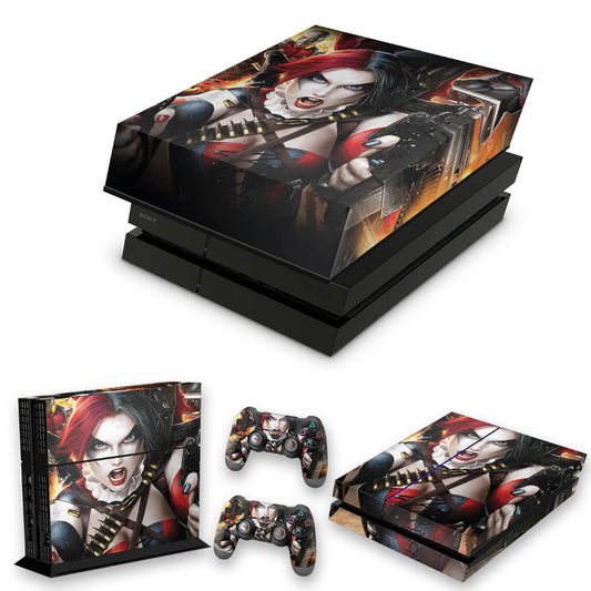 KIT Capa Anti Poeira e Skin Anti-Rage PS4 Fat - Harley Quinn - Arlequina #B