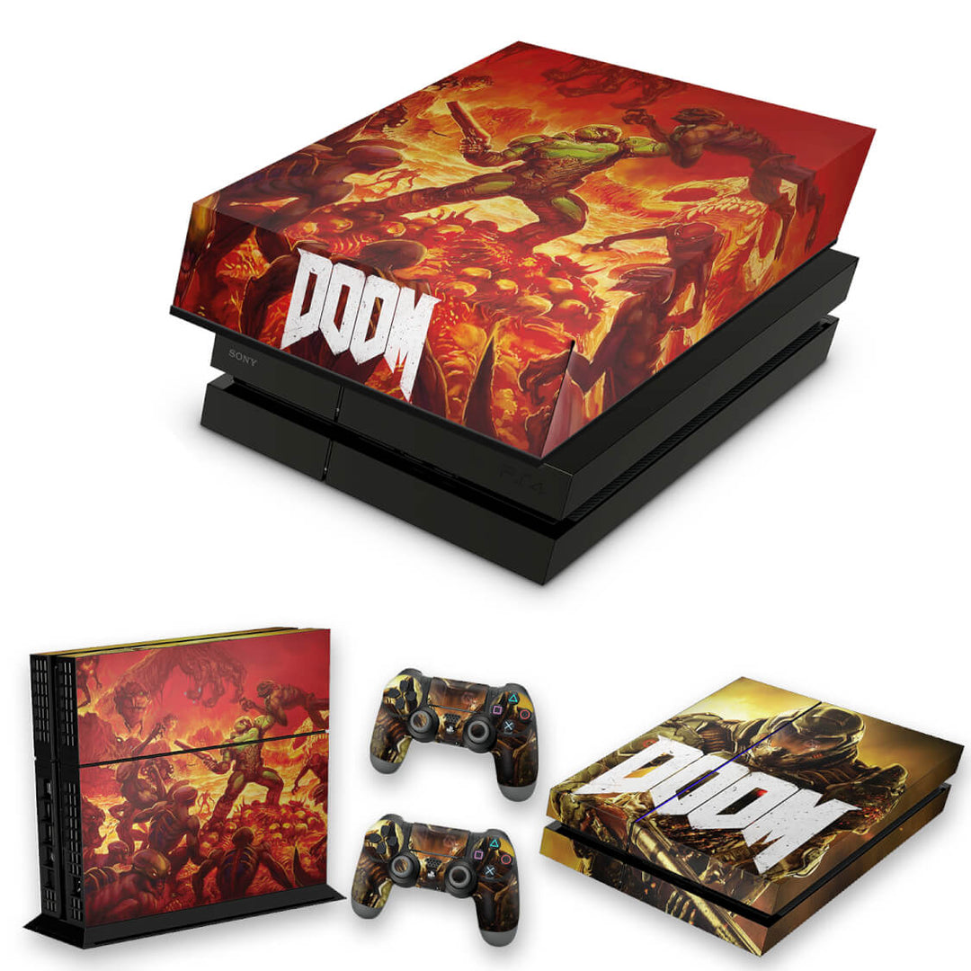 KIT Capa Anti Poeira e Skin Anti-Rage PS4 Fat - Doom - Pop Arte Skins